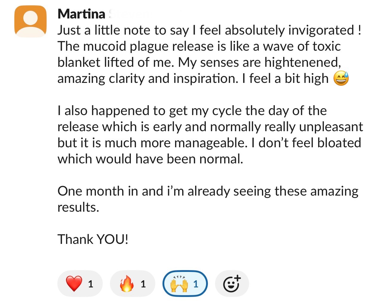 Client testimonial message