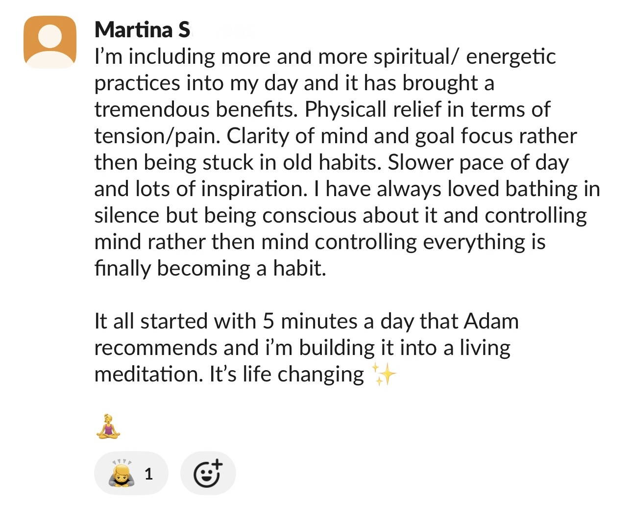 Client testimonial message