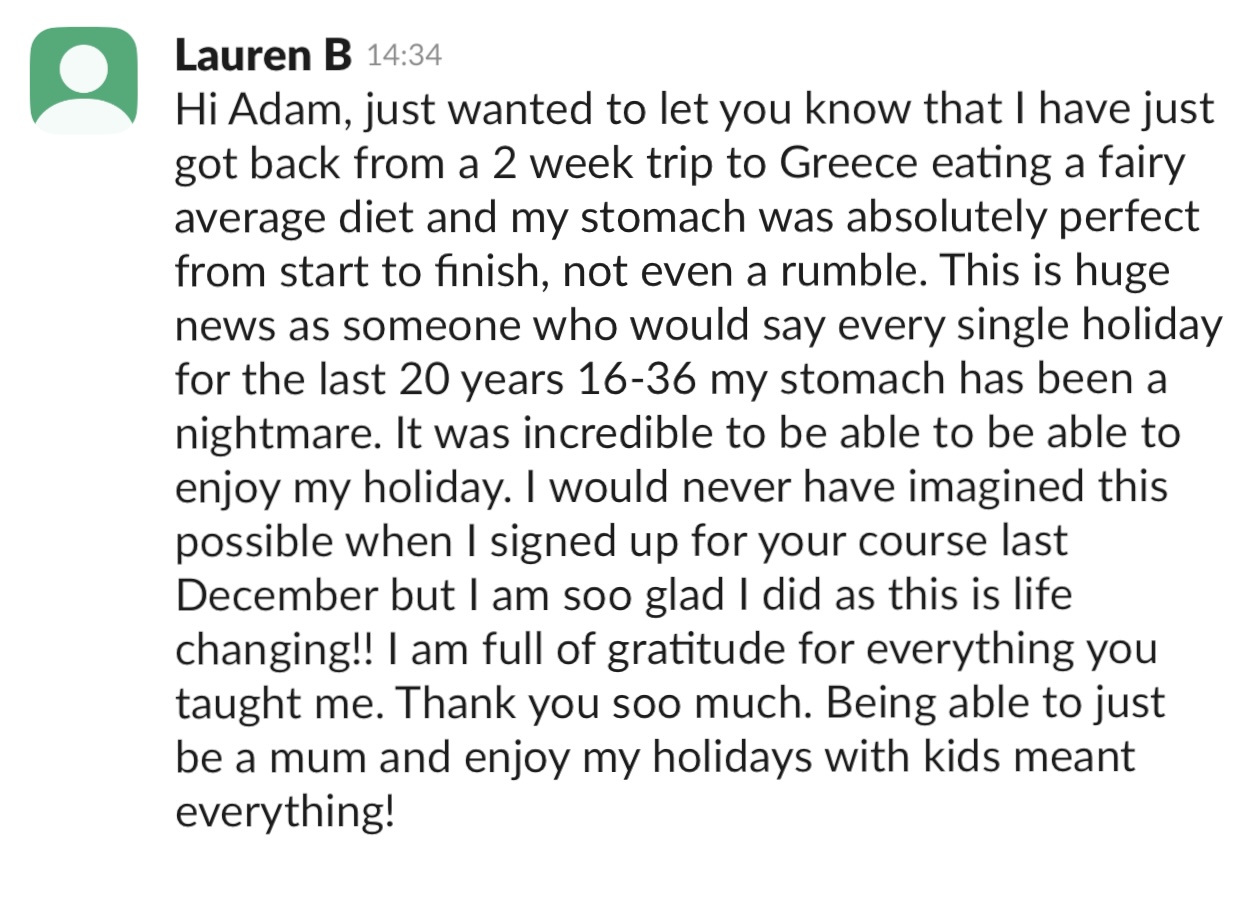 Client testimonial message